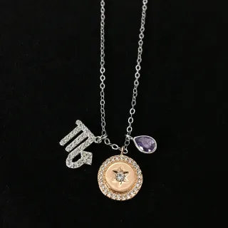 多魅力 Pavé 星座星辰和紫宝石项链