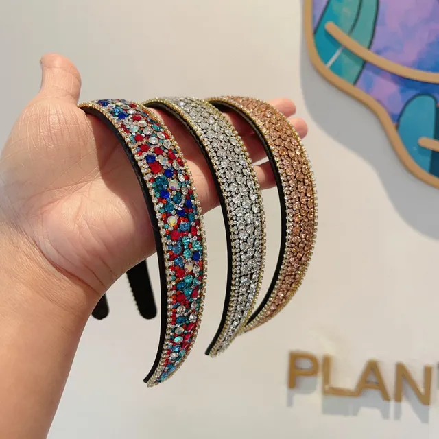 Multicolor Gold Rhinestone-Embellished Curved Band Bracelet 1