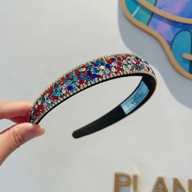 Multicolor Gold Rhinestone-Embellished Curved Band Bracelet 6