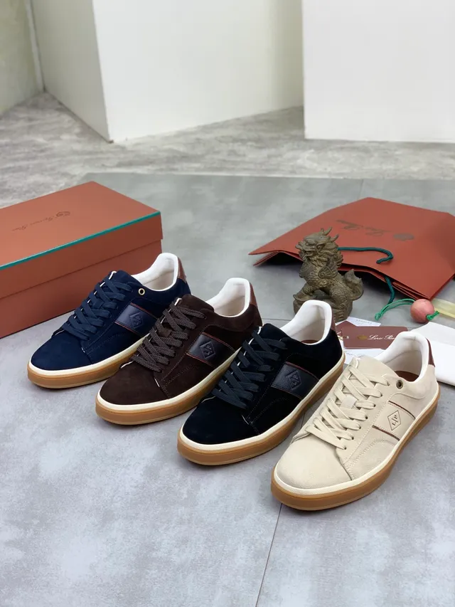 Navy Beige Suede Upper Gum Cupsole Sneakers 2