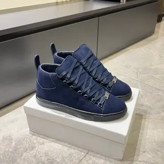 Navy Black Suede Upper High-Top Silhouette Sneakers