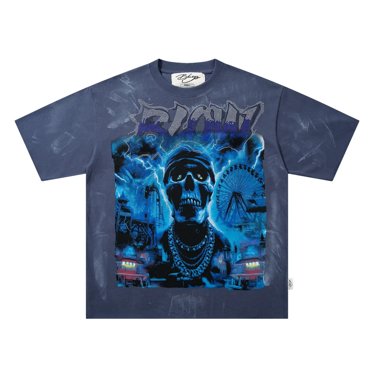Navy Distressed Oversized Graphic T-Shirt 3