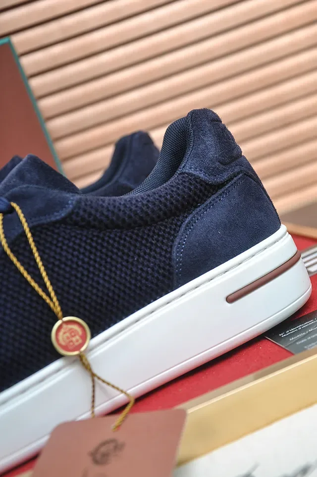 Navy Mesh-Suede Platform Sneaker 2