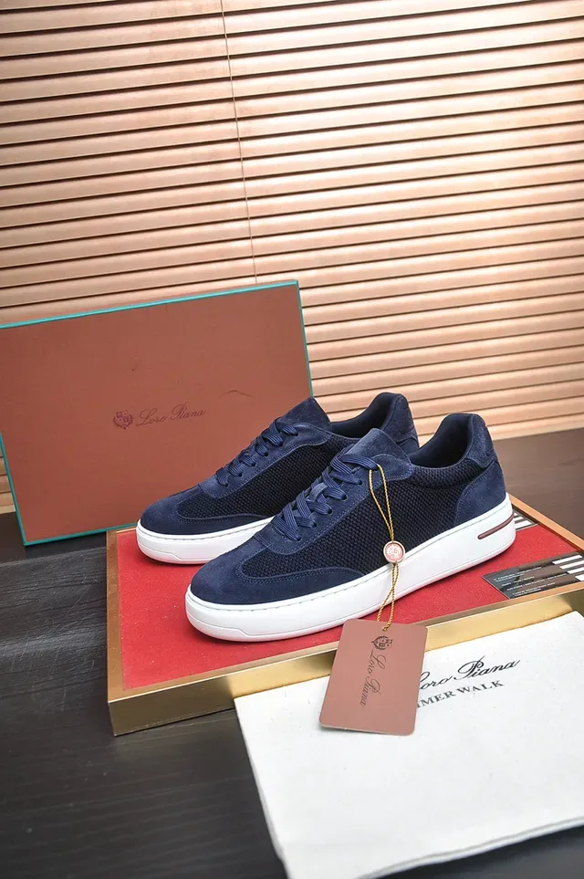 Navy Mesh-Suede Platform Sneaker 4