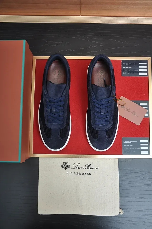 Navy Mesh-Suede Platform Sneaker 5