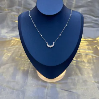 Colar pendentif lua crescente navy prata Pavé-Set pedras