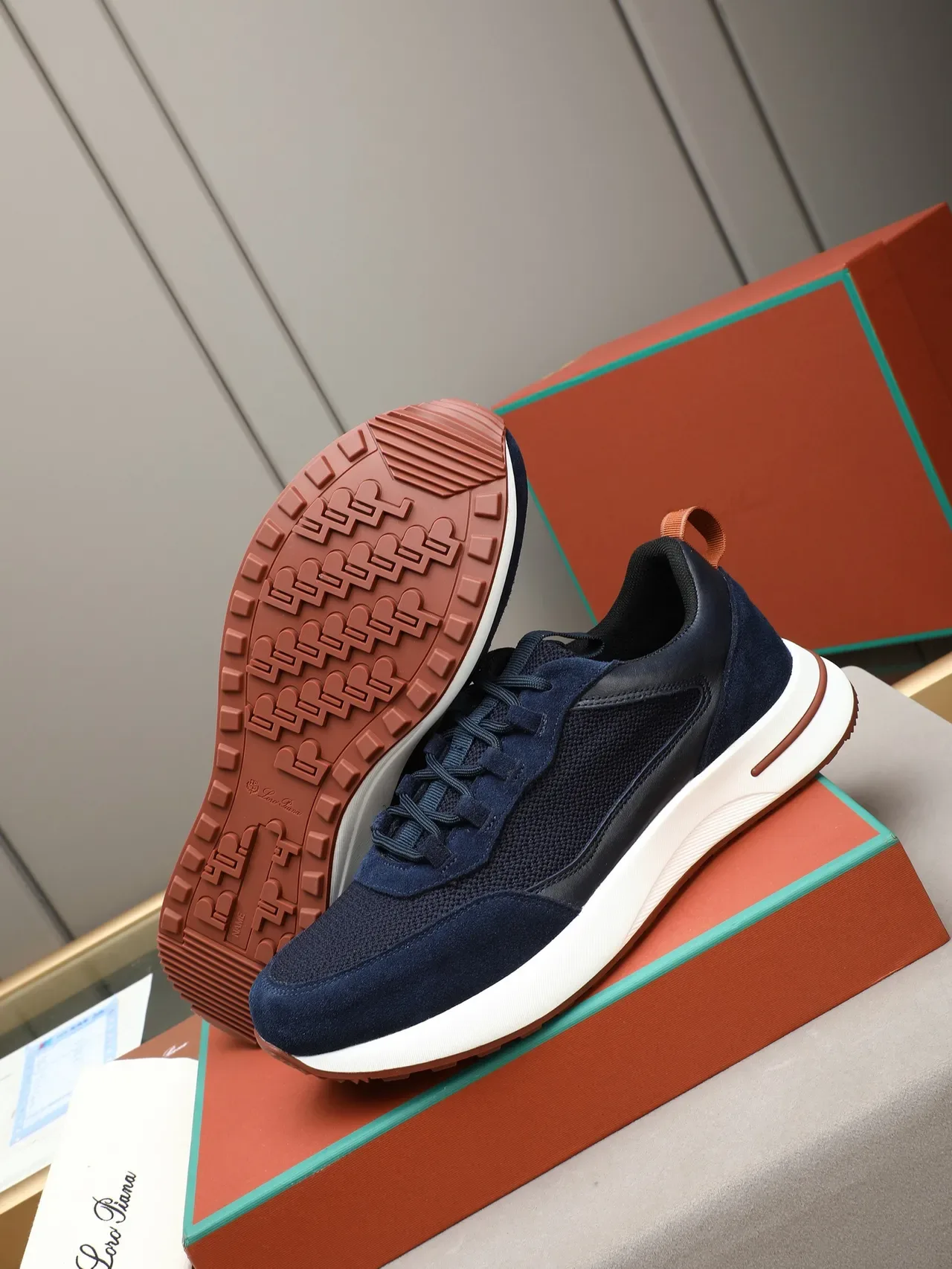 Navy Suede and Mesh Low-Top Lifestyle Sneaker 4
