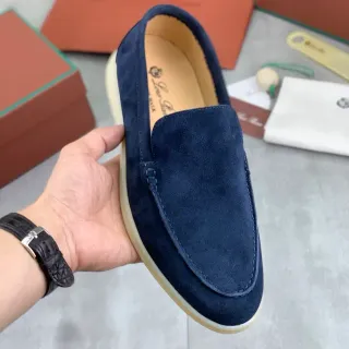 أحذية ليوفرز بحرية من جلد الأنيلين موك تو slip-on