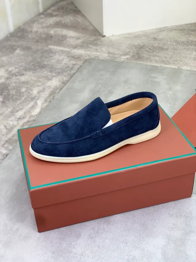 Navy Suede Moc-Toe Slip-On Loafers 4