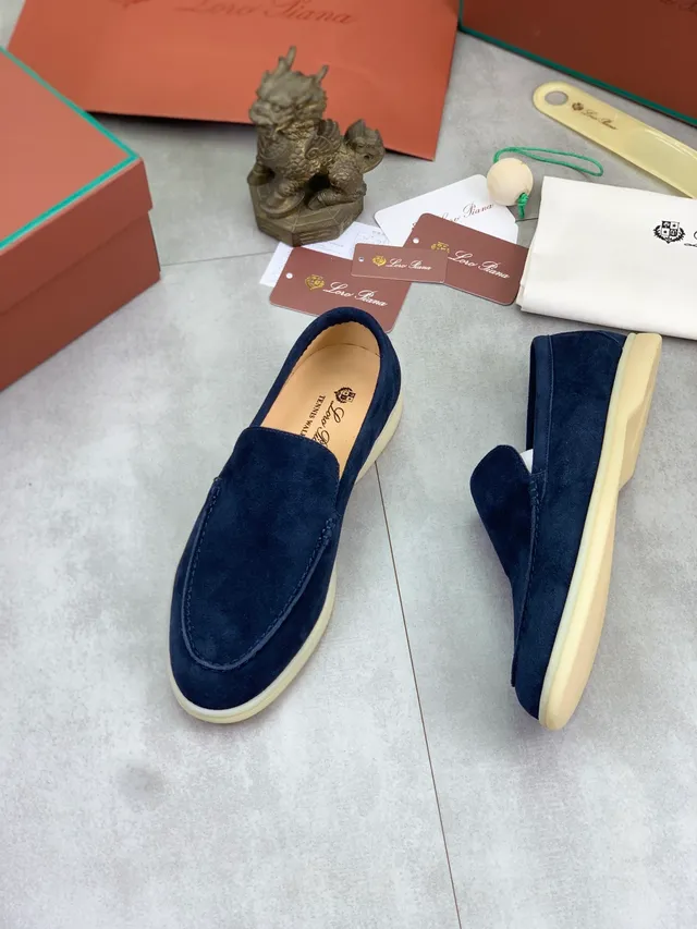 Navy Suede Moc-Toe Slip-On Loafers 5