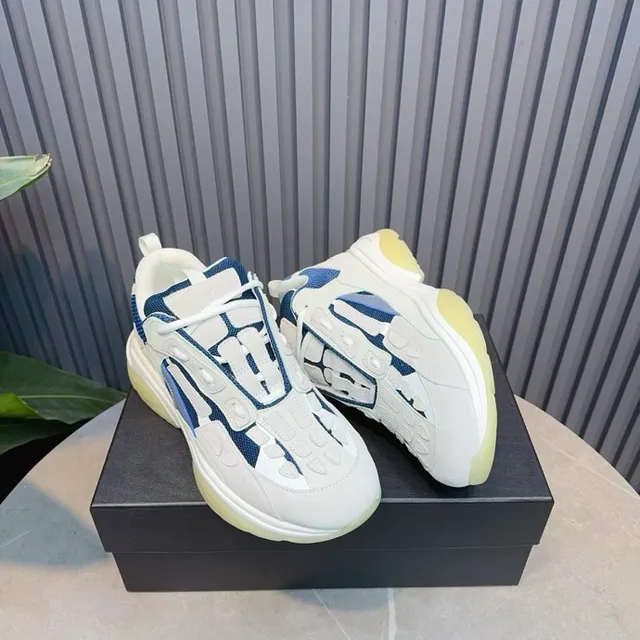 Off-White Cream and Navy Blue Chunky Sneaker 2