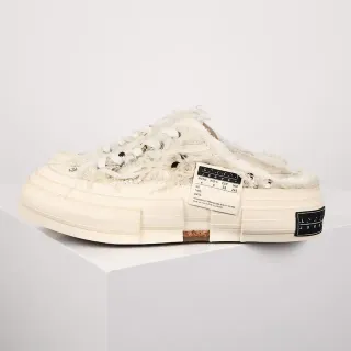 Off-White Frayed Textile Backless Platform Slip-On Casual Shoes