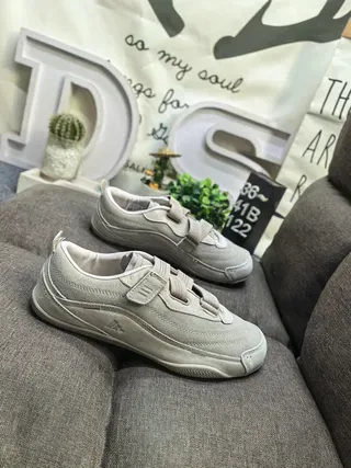 Olive Gray Laceless Strap Sneakers 19