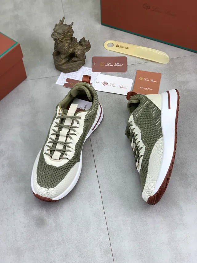 Olive Green and Cream Knit Low-Top Sneaker 6