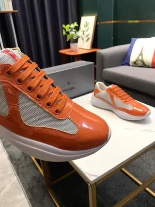 Orange and Gray Patent Mesh Sneakers 2