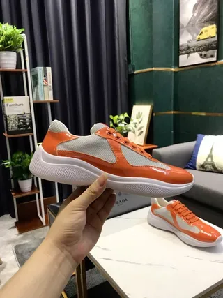 Orange and Gray Patent Mesh Sneakers 4