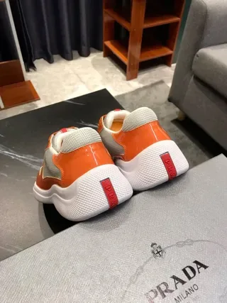Orange and Gray Patent Mesh Sneakers 6