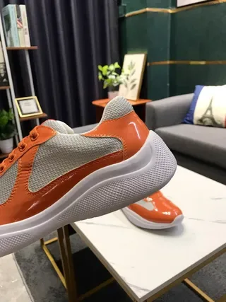 Orange and Gray Patent Mesh Sneakers 8