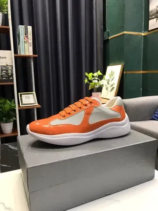 Orange and Gray Patent Mesh Sneakers 9