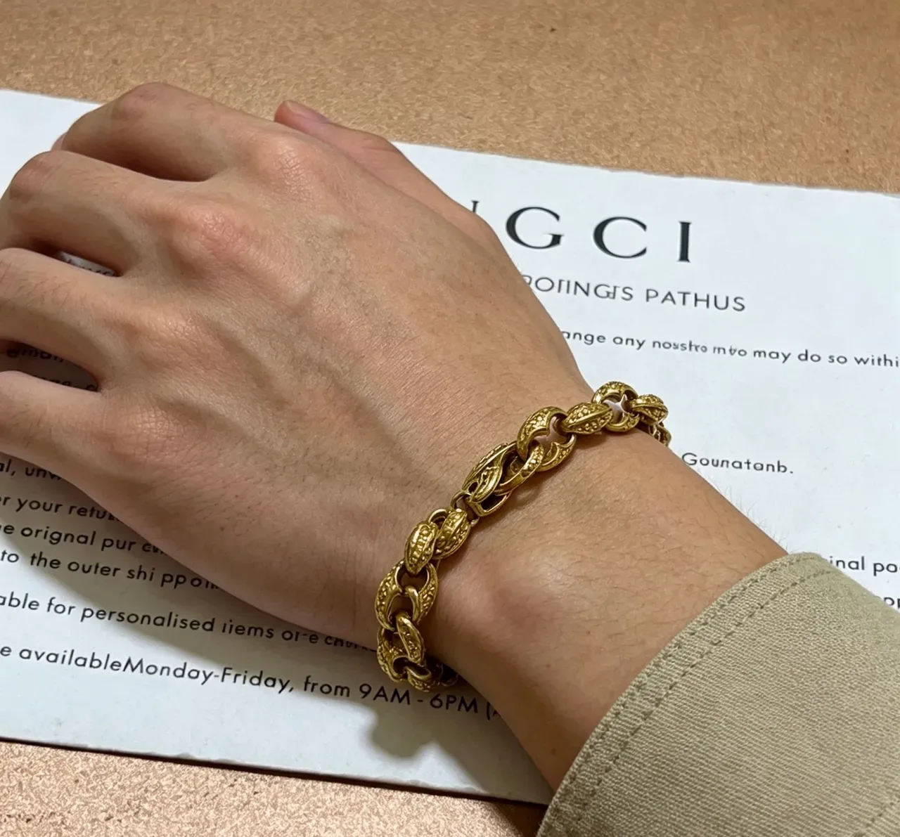 Ornate Leaf-Link Gold-Tone Chunky Chain Bracelet 3