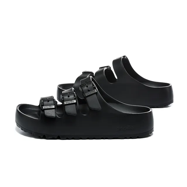 Pacillo Three-Buckle Strap Black Casual Sandals 3