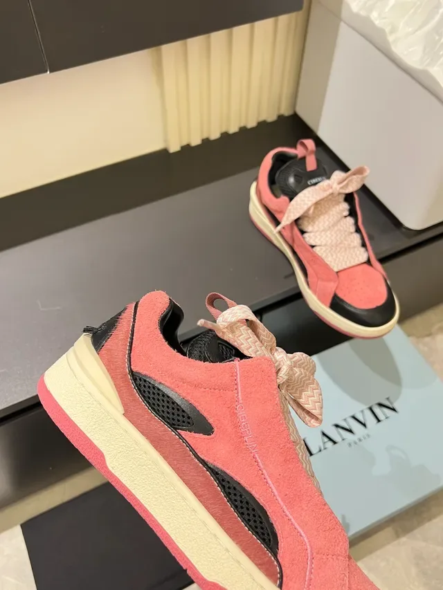 Pink and Black Laceless Suede Platform Sneakers 3