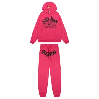 Pink Black Graphic-Print Oversized-Fit Tracksuit