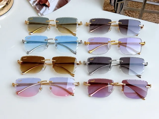 Lunettes de soleil sans cadre avec lentille gradient rose dorée 2