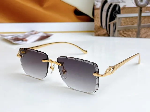 Lunettes de soleil sans cadre avec lentille gradient rose dorée 3