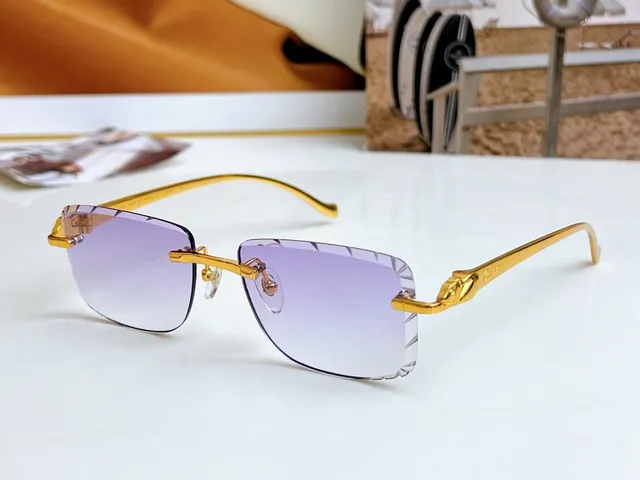 Lunettes de soleil sans cadre avec lentille gradient rose dorée 4