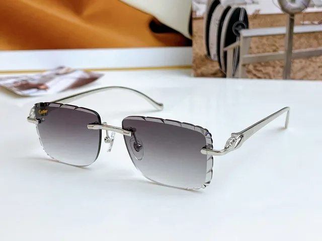 Lunettes de soleil sans cadre avec lentille gradient rose dorée 5