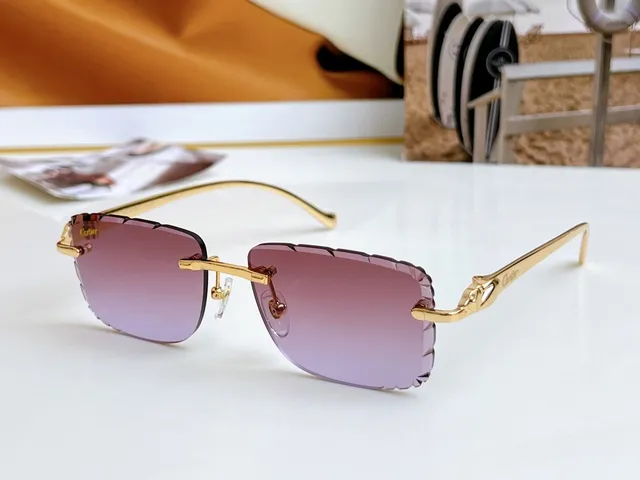 Lunettes de soleil sans cadre avec lentille gradient rose dorée 6