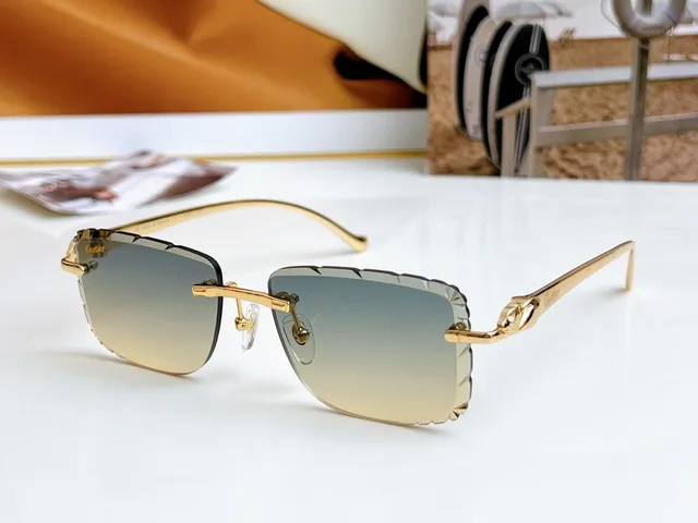 Lunettes de soleil sans cadre avec lentille gradient rose dorée 7