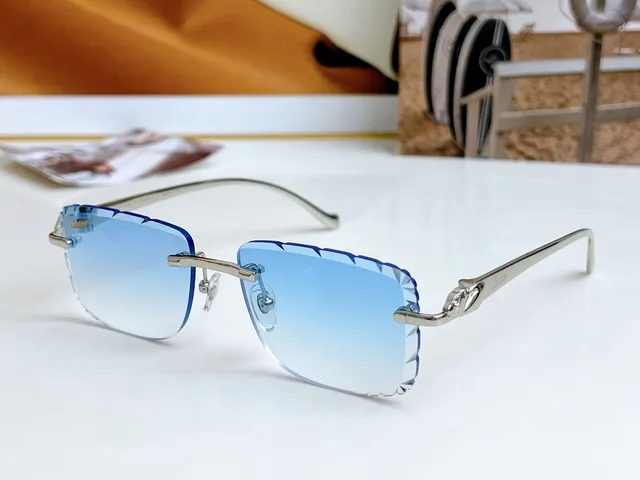 Lunettes de soleil sans cadre avec lentille gradient rose dorée 8