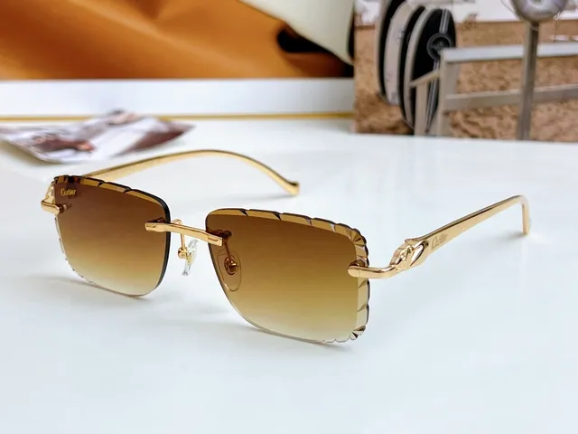 Lunettes de soleil sans cadre avec lentille gradient rose dorée 9