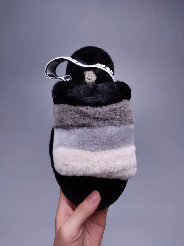 Plush Color-Block Faux Fur Slide Slippers 7