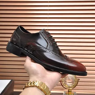 Polished Brown Full Brogue Wingtip Cap-Toe Leather Brogues