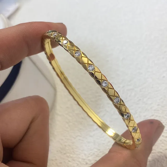 Quilted Diamond-Pattern Pave Stone Bangle Bracelets 4