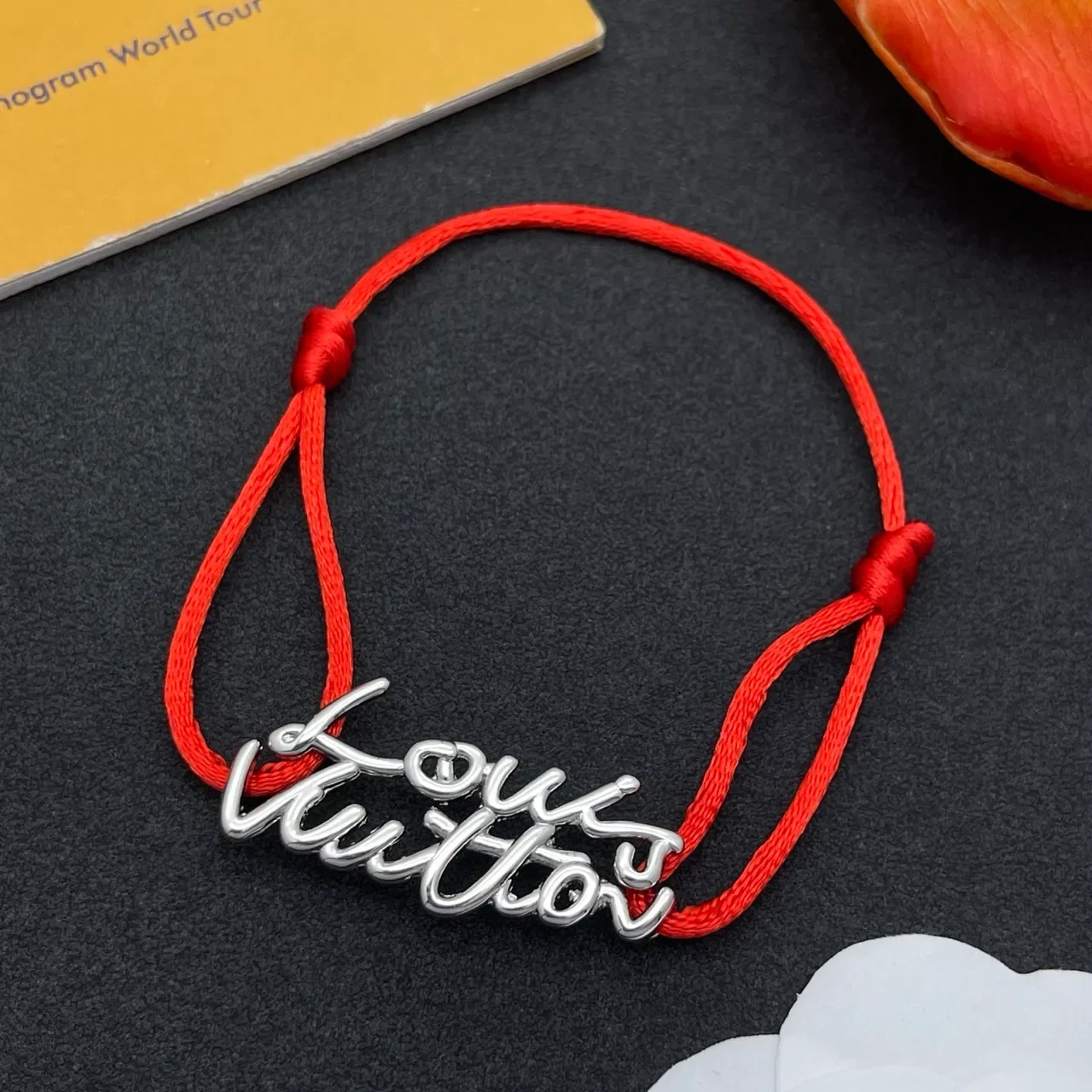 Red Silver Braided Cord Adjustable Knot Closure Bracelet 8