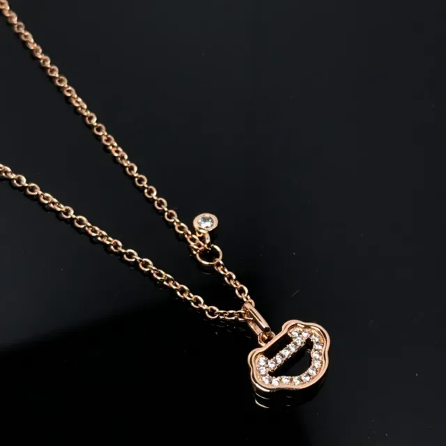 Colar com pingente de nuvem de cristal em ouro rosa 4