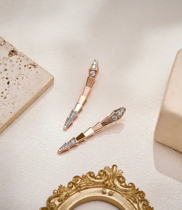 Rose Gold Geometric Pavé Diamond Drop Earrings 2