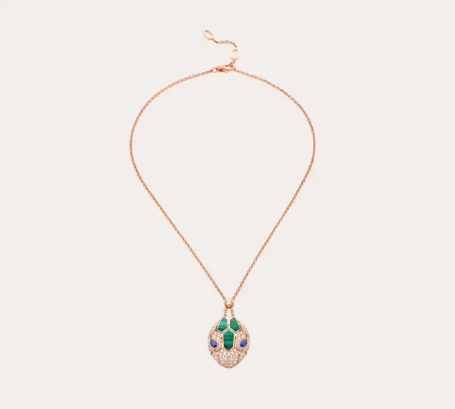 Collier pendentif or rose malaquite et cristal caparazon de tortue 8