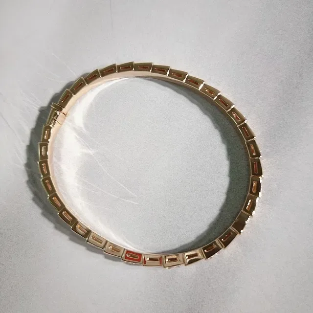 Rose Gold Tone Pavé-Set Segmented Bamboo Link Bracelet 4