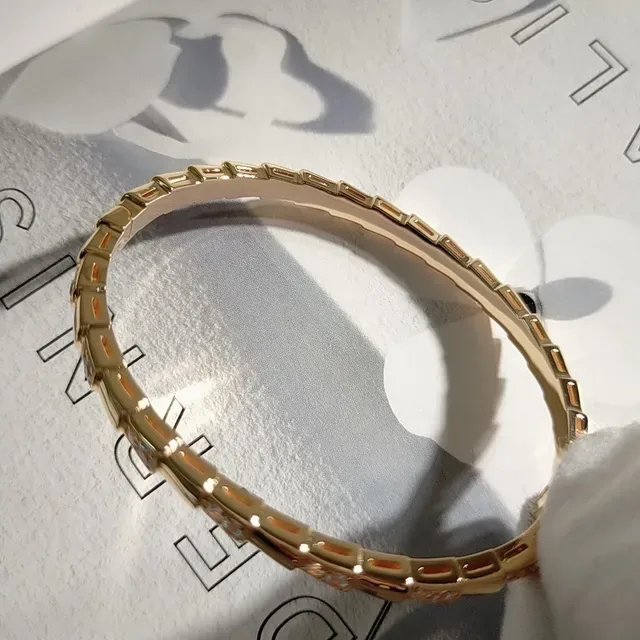 Rose Gold Tone Pavé-Set Segmented Bamboo Link Bracelet 5