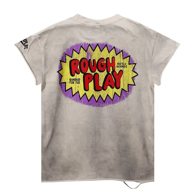 ROUGH Distressed Graphic Cartoon Print Oversized T-Shirt 4