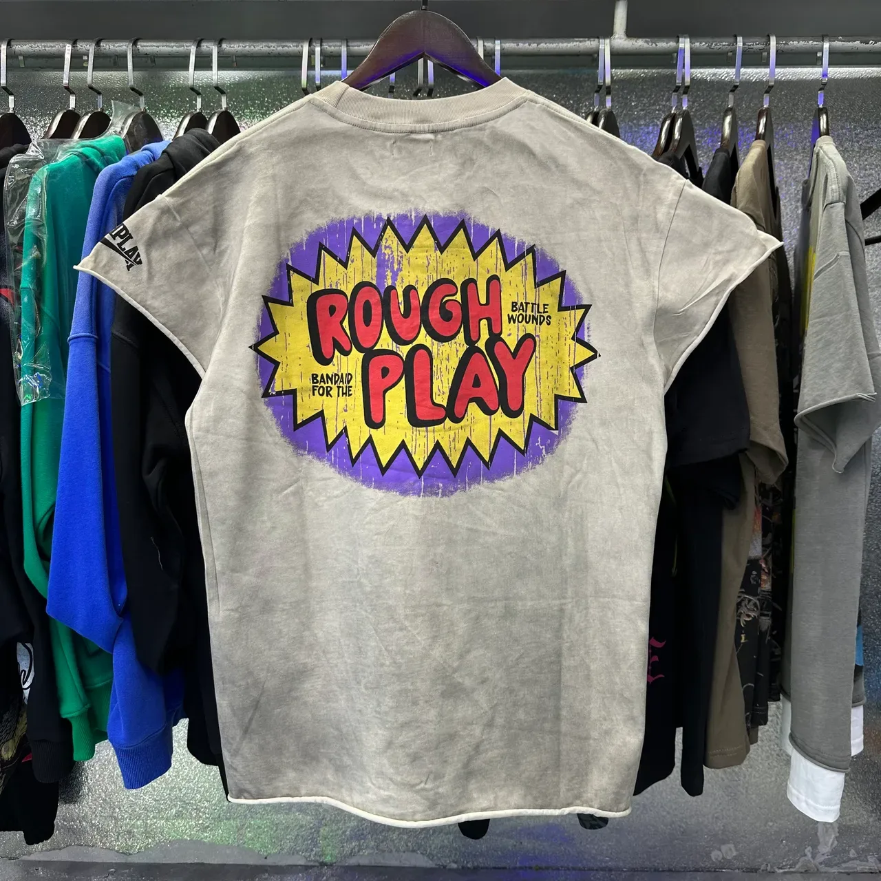 ROUGH Distressed Graphic Cartoon Print Oversized T-Shirt 6