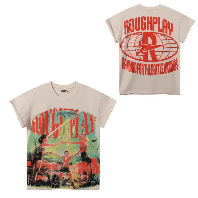 ROUGH Graphic Print Rhinestone-Trimmed Oversized T-Shirt 2