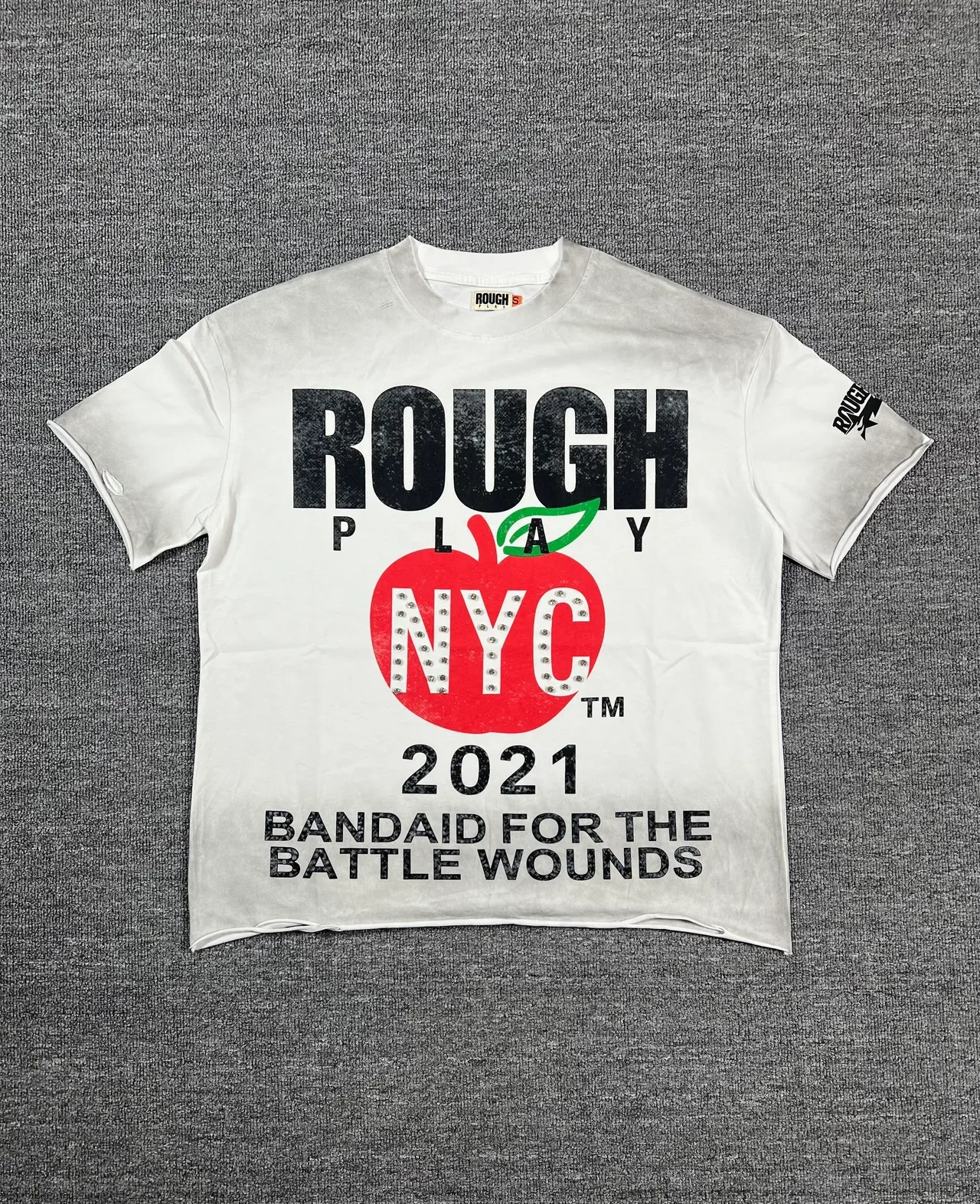 Rough Play NYC 2021 Bandaid For The Battle Wounds Distressed T-Shirt 2
