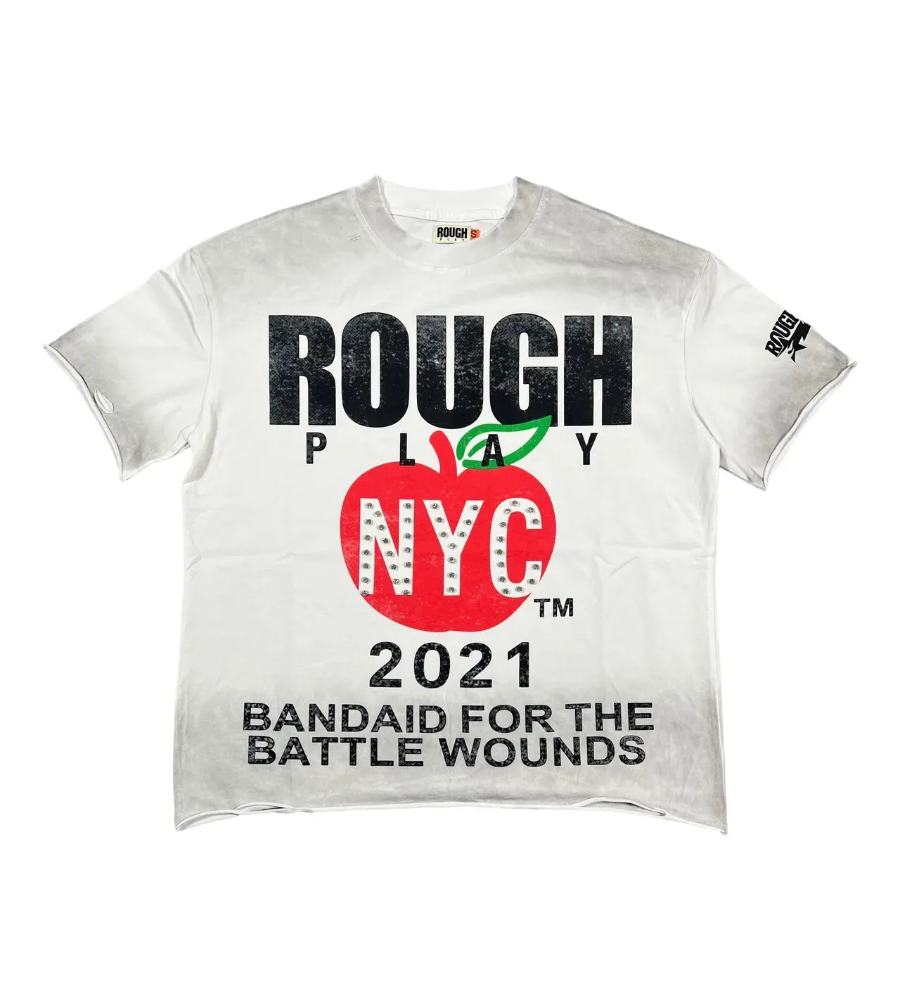 Rough Play NYC 2021 Bandaid For The Battle Wounds Distressed T-Shirt 7