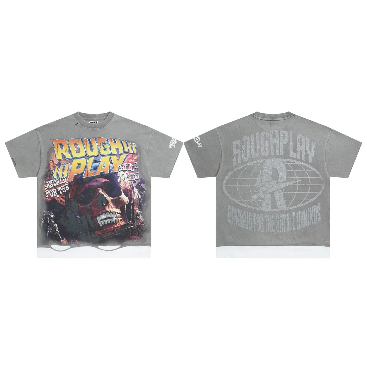 Camiseta ROUGH Rough Play estampa gráfica cinza oliva 2